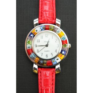 Unisex-Uhr – Rot und Millefiori – Original Murano-Glas OMG