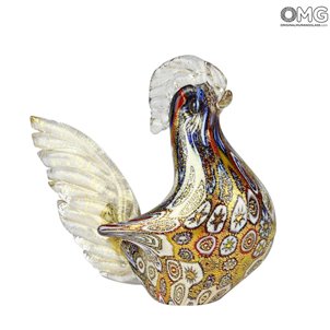 Gallo figurina in murrine e oro - Animali - Vetro di Murano Originale OMG