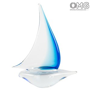 Sail Boat - Cyan - Original Murano Glass OMG 