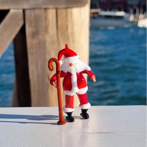 Santa Claus With stick - Murano Glass Xmas