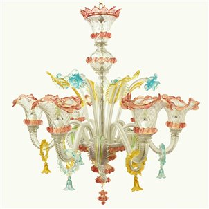 Venezianischer Kronleuchter „Elegante“ mehrfarbig – Classique – Muranoglas