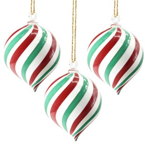 3er-Set „Twisted“-Weihnachtskugeln – Italien – Original Murano-Glas von OMG