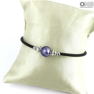 Bracciale Perla Viola - con Argento - Vetro di Murano Originale OMG