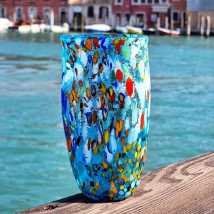 Vase Carnevale - Lightblue + Mix colors - Original Murano Glass OMG