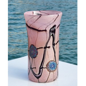 Murrine Vase with silver - Pink - Original Murano Glass OMG 