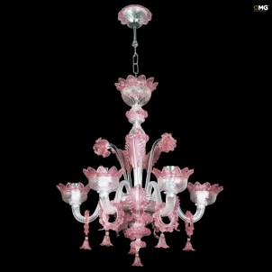 Venetian Chandelier Regina -  Pink - Original Murano Glass 