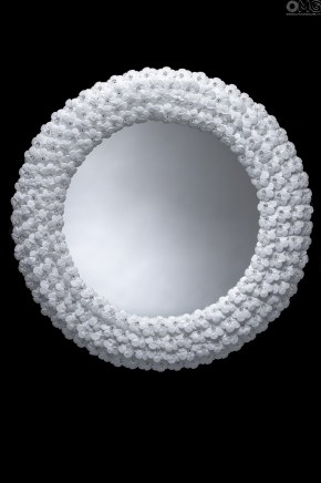 Bouquet White - Wall Venetian Mirror - Murano Glass 