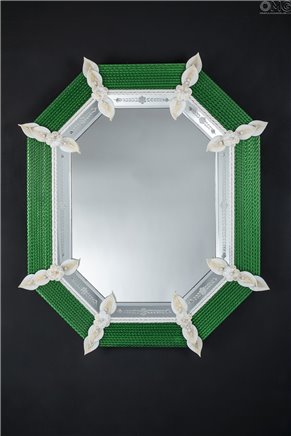 Herba - Green - Wall Venetian Mirror - Murano Glass