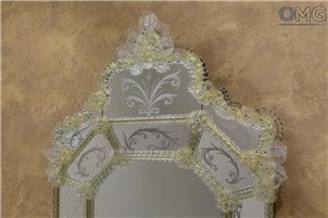 Galuppi - Wall Venetian Mirror - Murano Glass and Gold 24carats