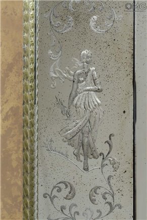 Four Seasons - Wall Venetian Mirror - Engraved with Murano Glass