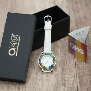 Unisex-Uhr – Weiß und Millefiori – Original Murano-Glas OMG
