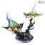 Batoideas into the abyss - Ray Sculpture in chalcedony - Murano glass 