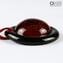 Necklace - red circular submerged glass - Original Murano Glass OMG