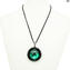 Necklace - green circular submerged glass - Original Murano Glass OMG