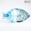 Fish Abstract Sculpture - Light Blue - Original Murano Glass