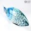 Fish Abstract Sculpture - Light Blue - Original Murano Glass