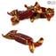  Candies - 5 pieces - Red & Gold - Murano Glass