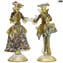 Figure goldoniane Veneziane Dama e Cavaliere - Murrina e oro 24 kt