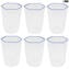 6er-Set Trinkgläser – blauer Rand – sechseckig – Original Murano-Glas