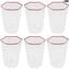 Set of 6 Drinking glasses - Red rim - Esagonal - Original Murano Glass
