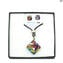 Parure Cortina Rhombus - Fantasy color and silver leaf - Original Murano Glass OMG