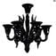 Venetian Chandelier  - Corvo black - 6 lights - Original Murano Glass OMG 