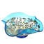 Drop bowl Murrine Millefiori large -  Light Blue Glass and Silver - Original Murano Glass OMG