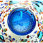 Drop bowl Murrine Millefiori large -  Light Blue Glass and Silver - Original Murano Glass OMG