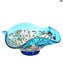 Drop bowl Murrine Millefiori large -  Light Blue Glass and Silver - Original Murano Glass OMG