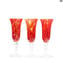 Set di 6 Flute Rossi -  calici in vetro originale di murano