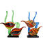 Aquarium-Skulptur – Zwei tropische Fische und korallengrün – Original Murano-Glas OMG
