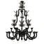 Exclusive Venetian Chandelier Rezzonico Gothic -  Black King - Details in Gold 24kt - Original Murano Glass OMG