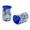  Set of 6 drinking glasses Gimo - Blue and Silver leaf - Original Murano Glass