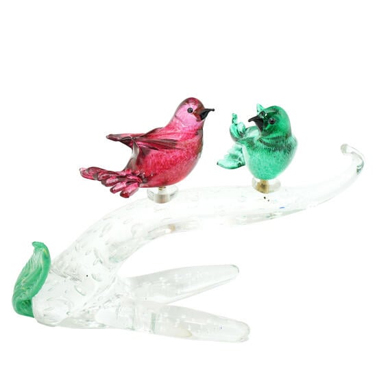 sparrows_birds_branch_fuchsia_green_original_murano_glass.jpg